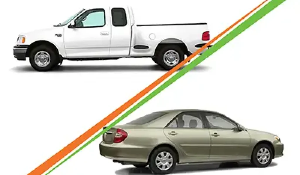 Truck and car